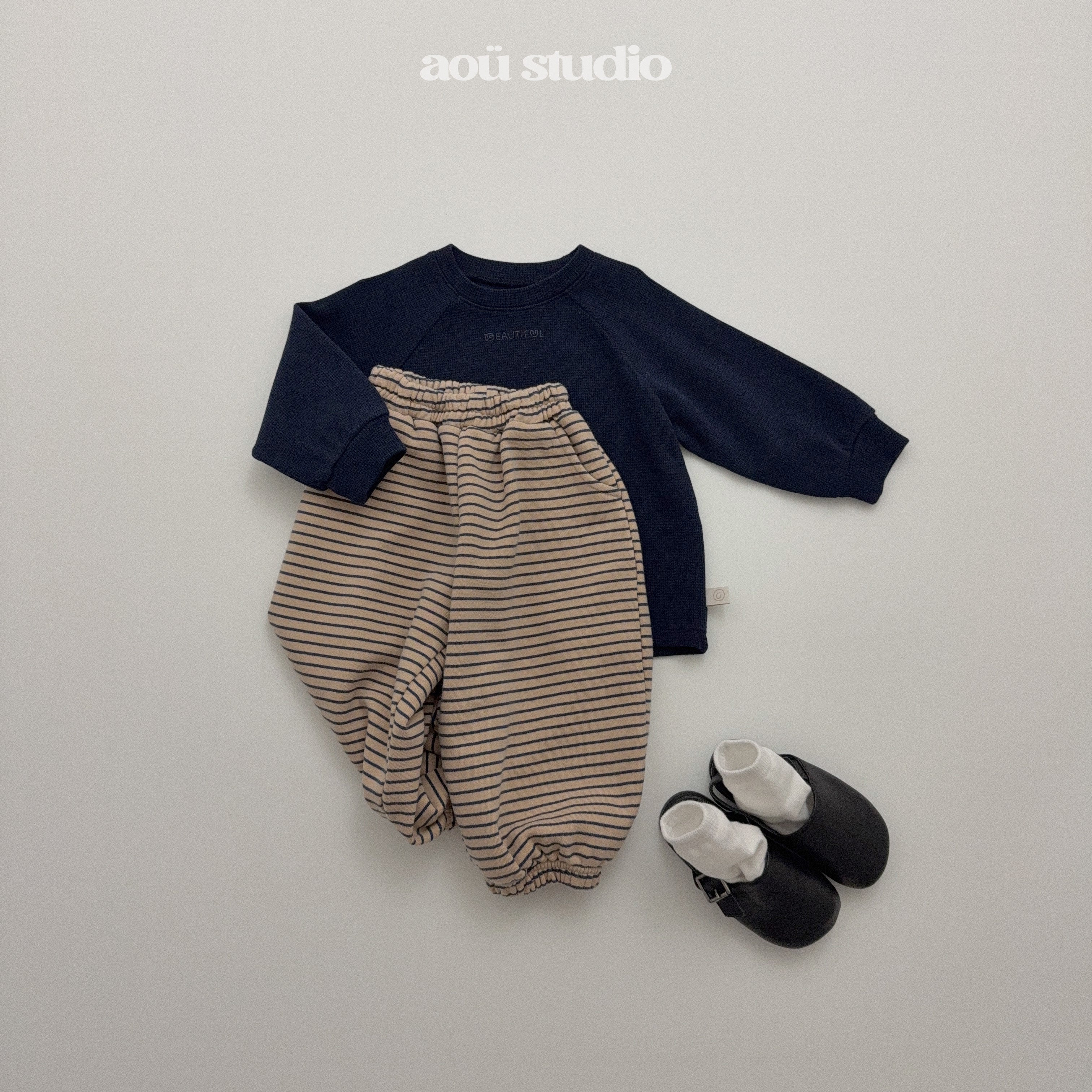 ［aou studio］Bonbon stripe jogger pants