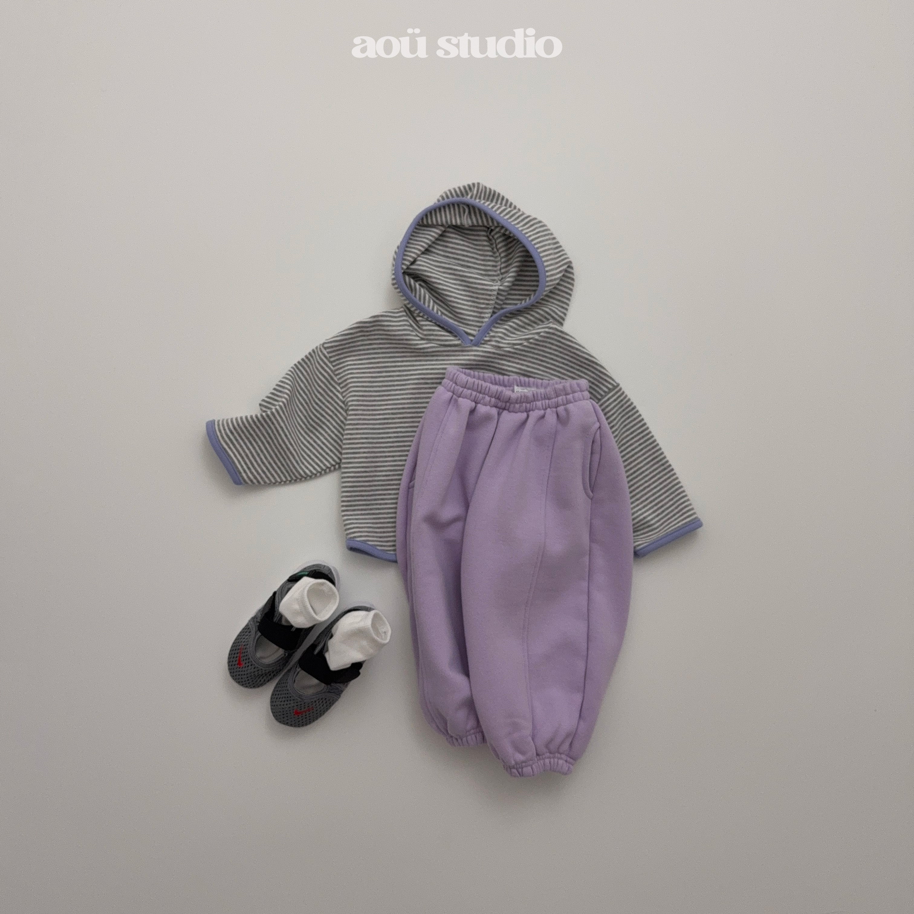 ［aou studio］Caramel stripe hoodie