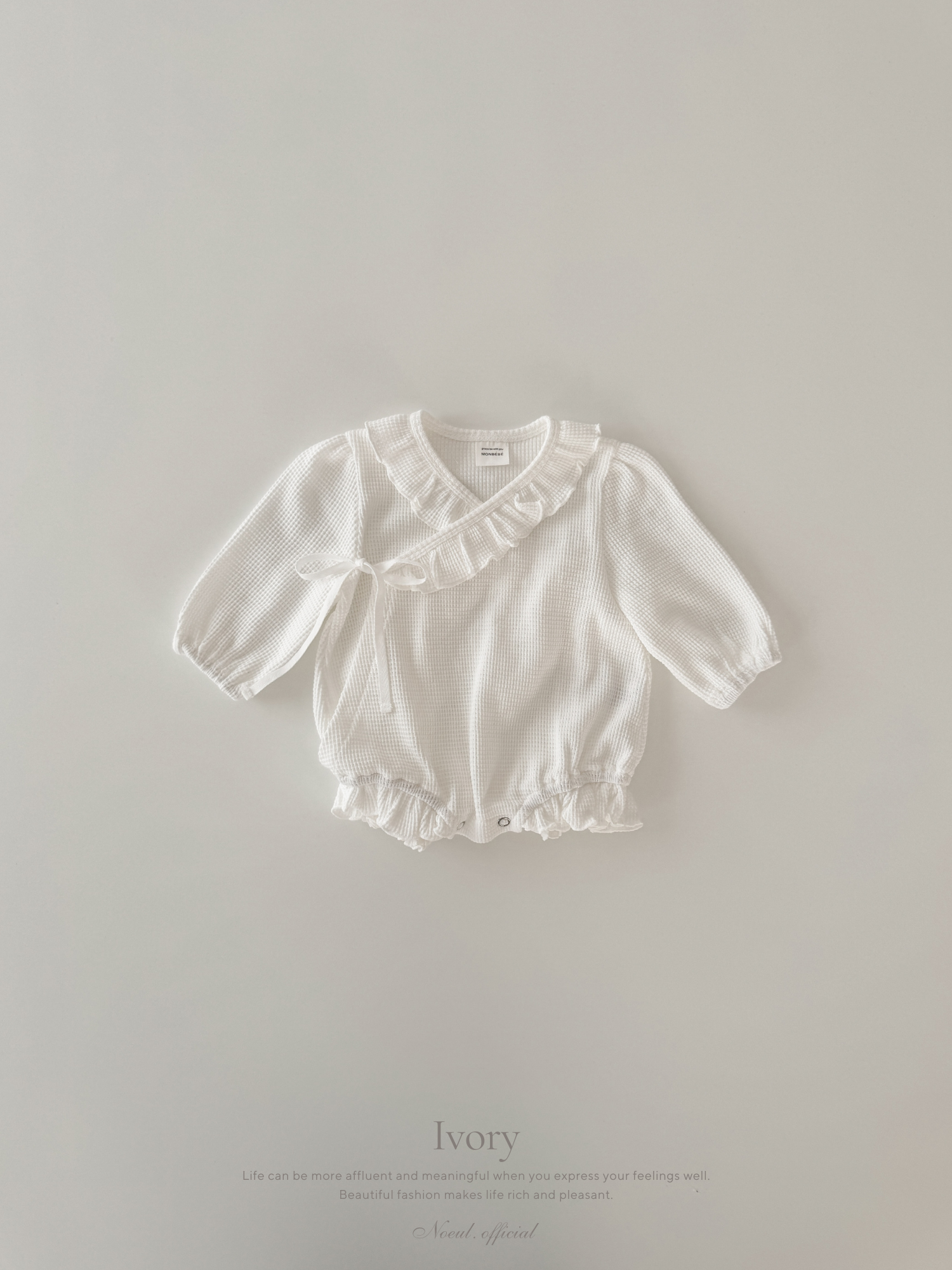 Waffle frill wrap newborn rompers