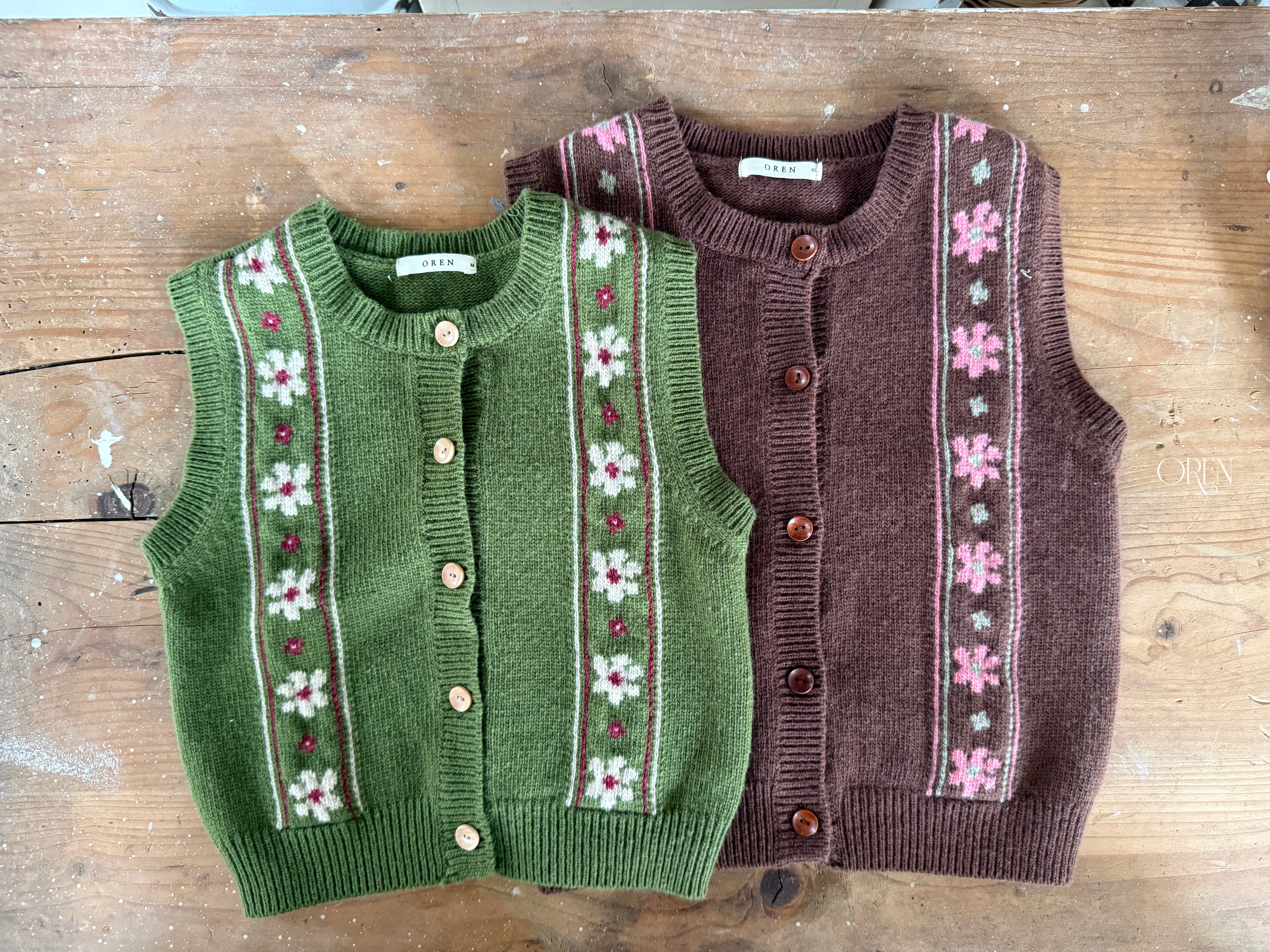 [OREN] Berte fleur knit vest