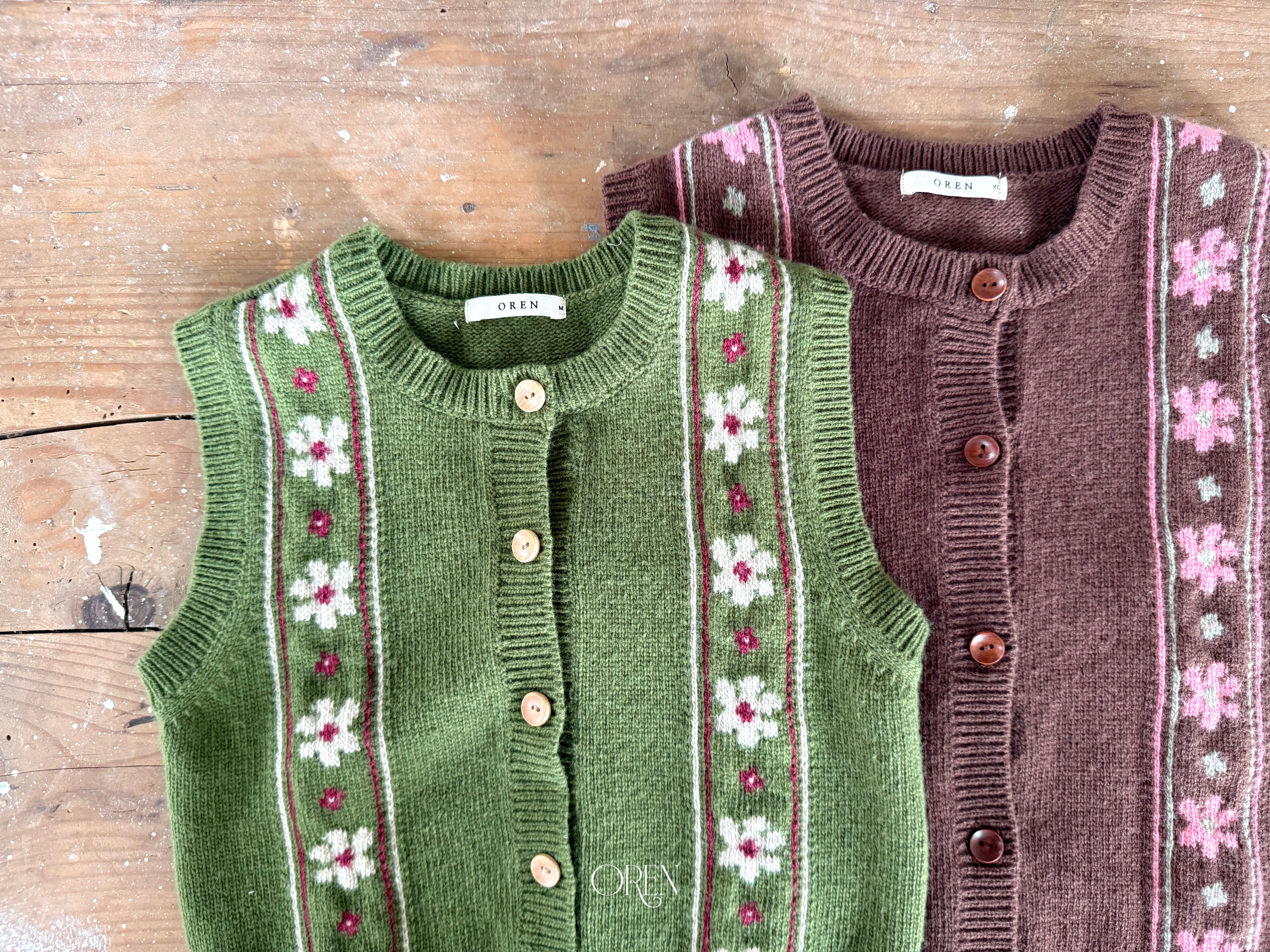 [OREN] Berte fleur knit vest