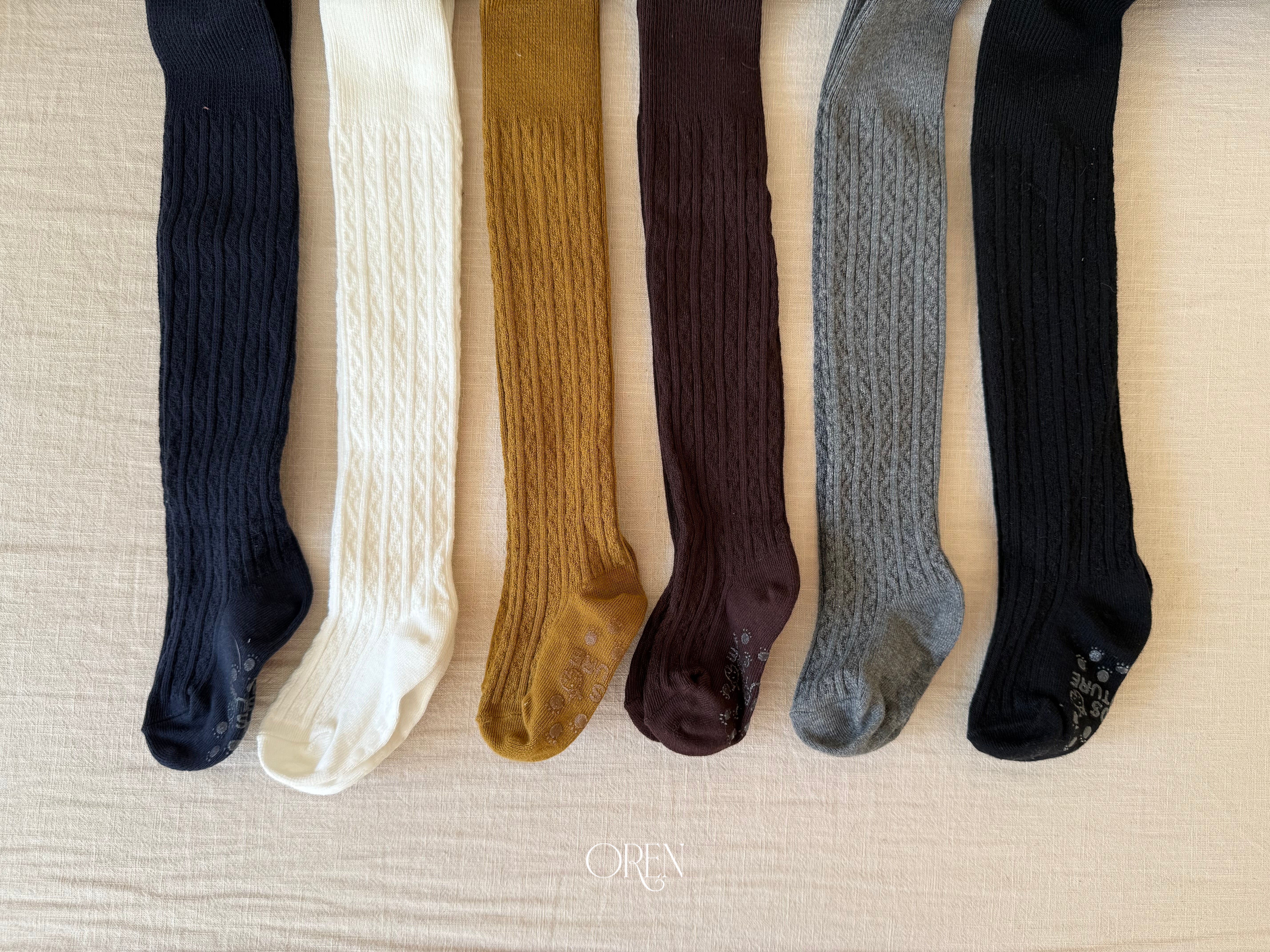 [OREN] Marron cable tights