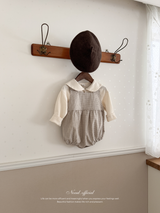 Mini check suspender rompers