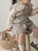 Mini check suspender pants