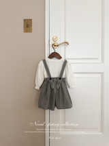 Mini check suspender pants