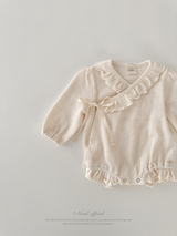 Waffle frill wrap newborn rompers