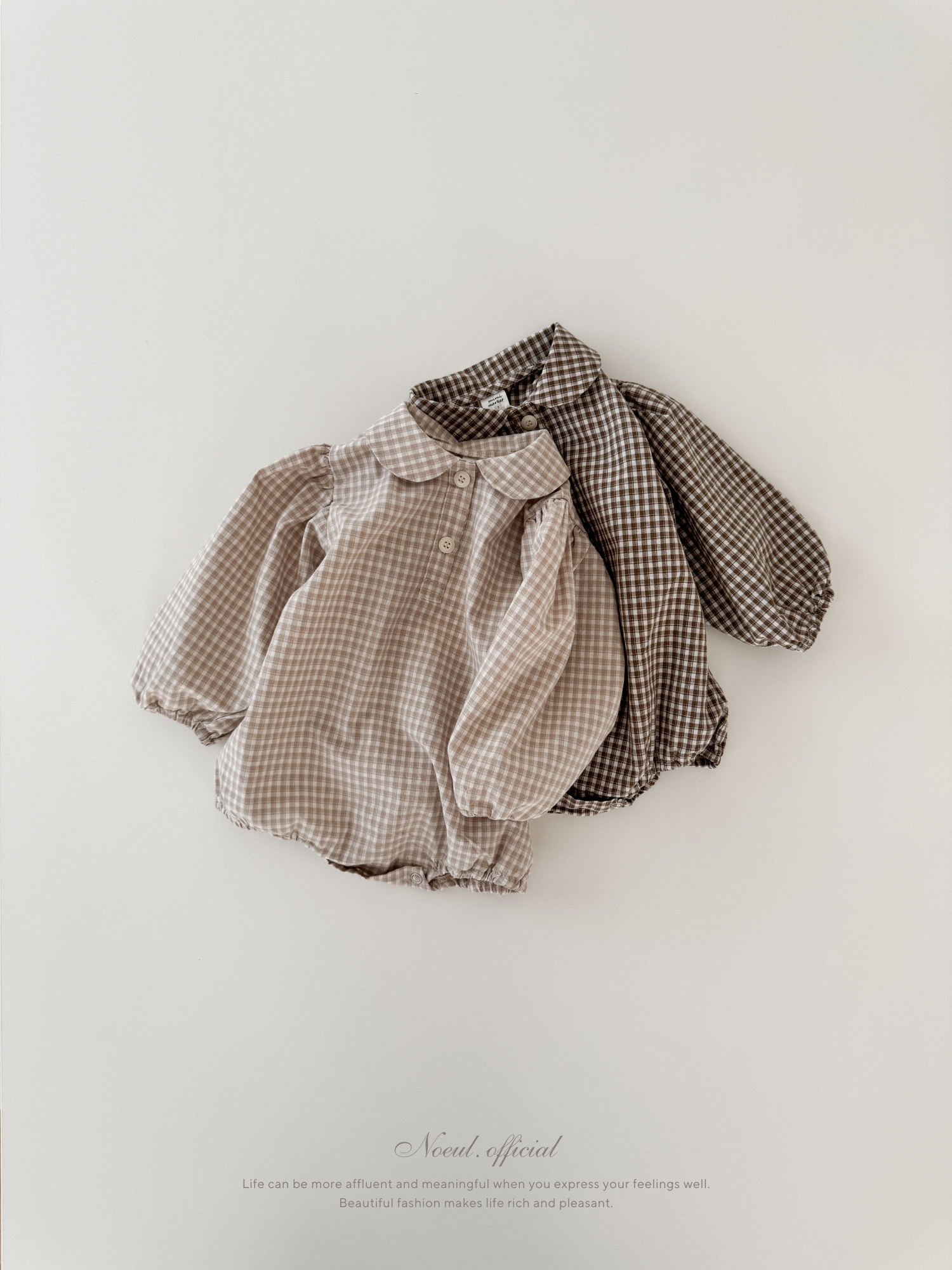 Sunny check collar rompers