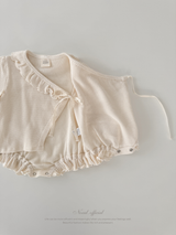 Waffle frill wrap newborn rompers