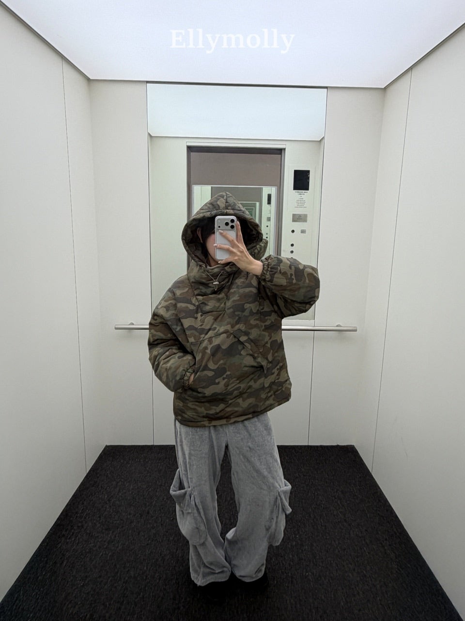 ［ELLY MOLLY］Camo padding hoodie