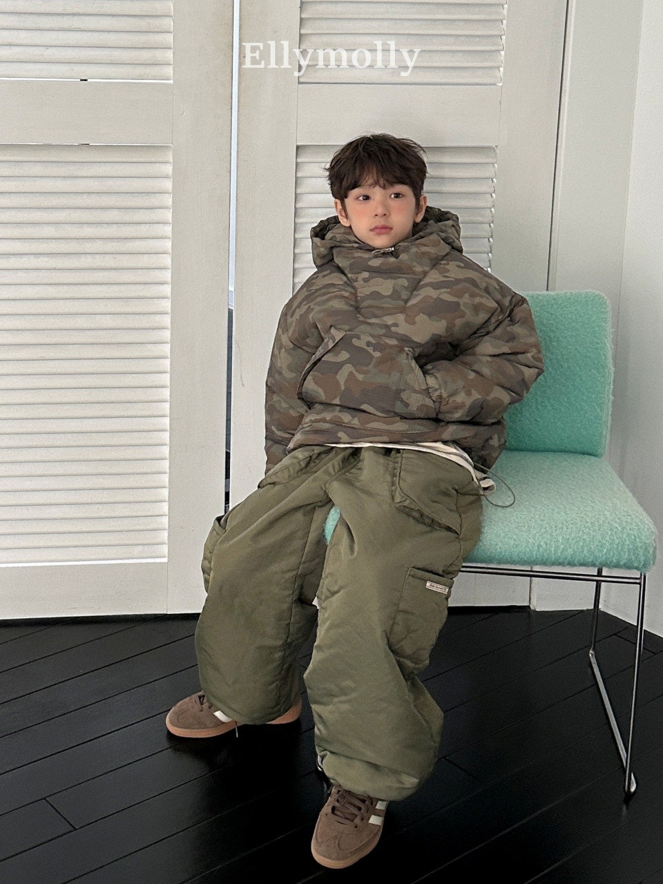 ［ELLY MOLLY］Camo padding hoodie