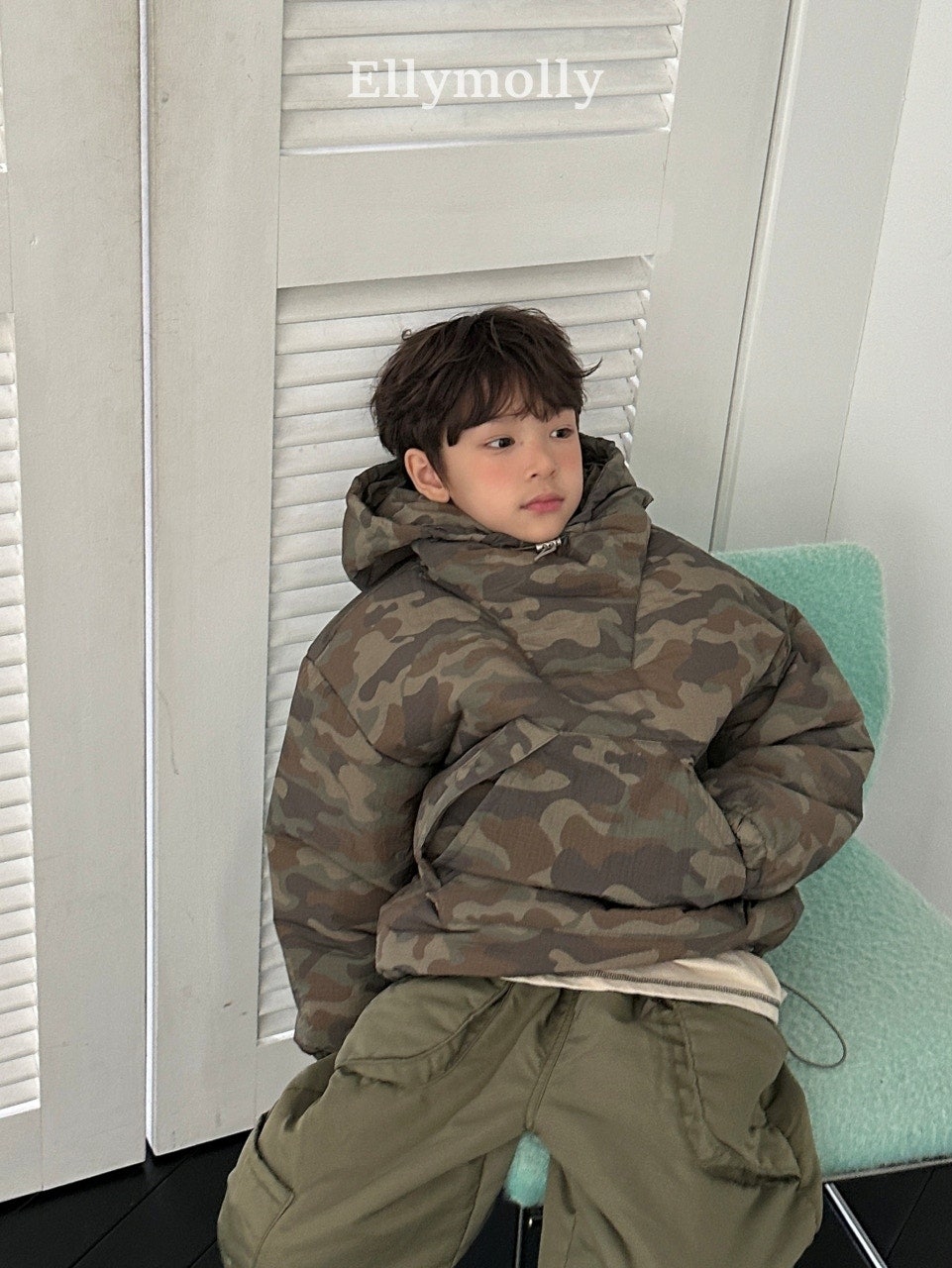 ［ELLY MOLLY］Camo padding hoodie