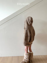 ［ELLY MOLLY］Wooly stripe hood jumper