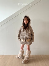 ［ELLY MOLLY］Wooly stripe hood jumper