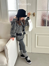 ［ELLY MOLLY］Wooly stripe hood jumper