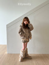 ［ELLY MOLLY］Wooly stripe hood jumper