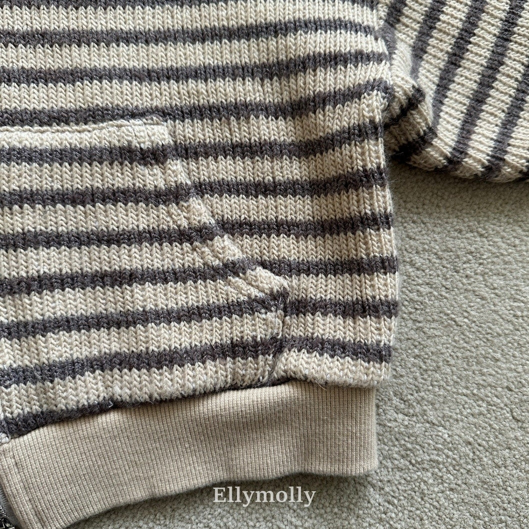 ［ELLY MOLLY］Wooly stripe hood jumper