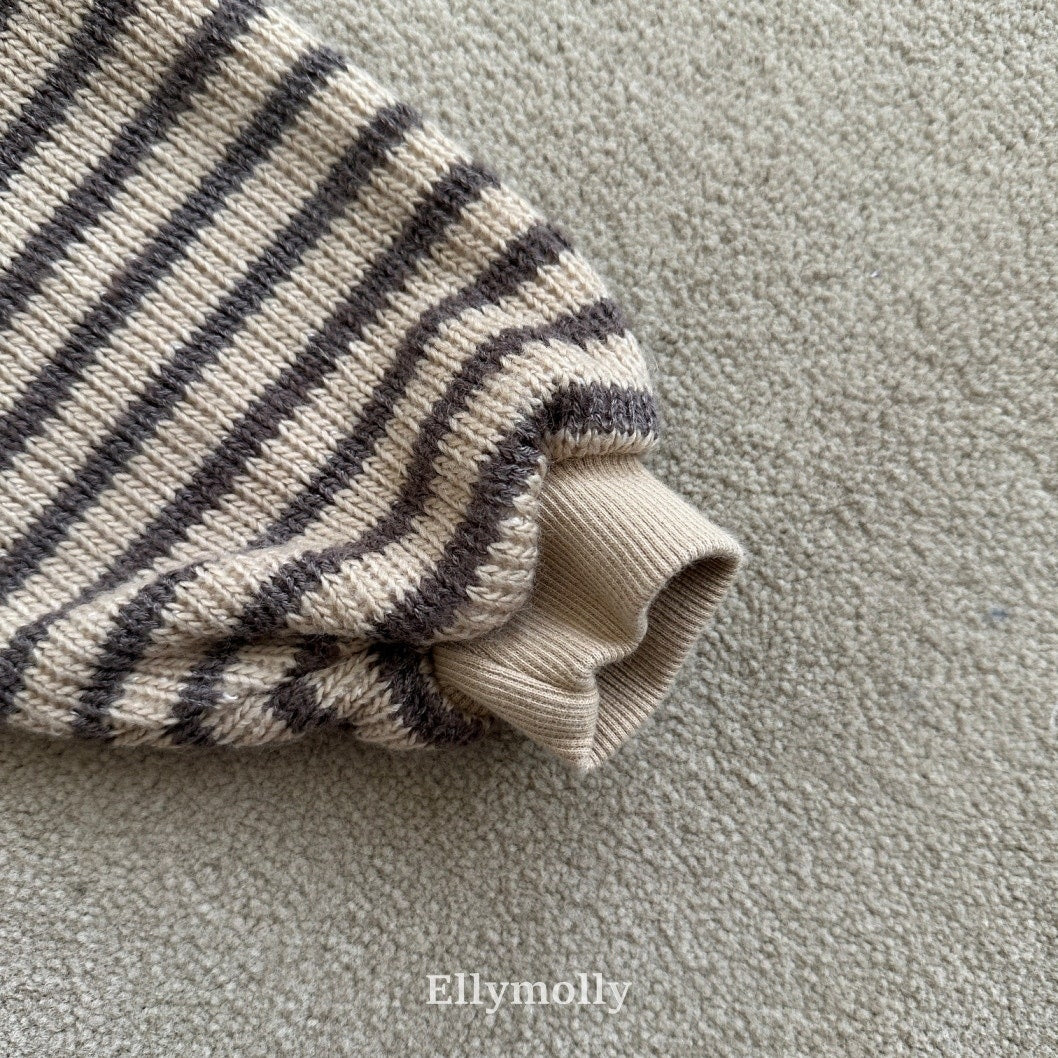 ［ELLY MOLLY］Wooly stripe hood jumper