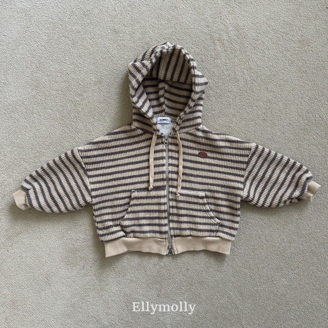 ［ELLY MOLLY］Wooly stripe hood jumper