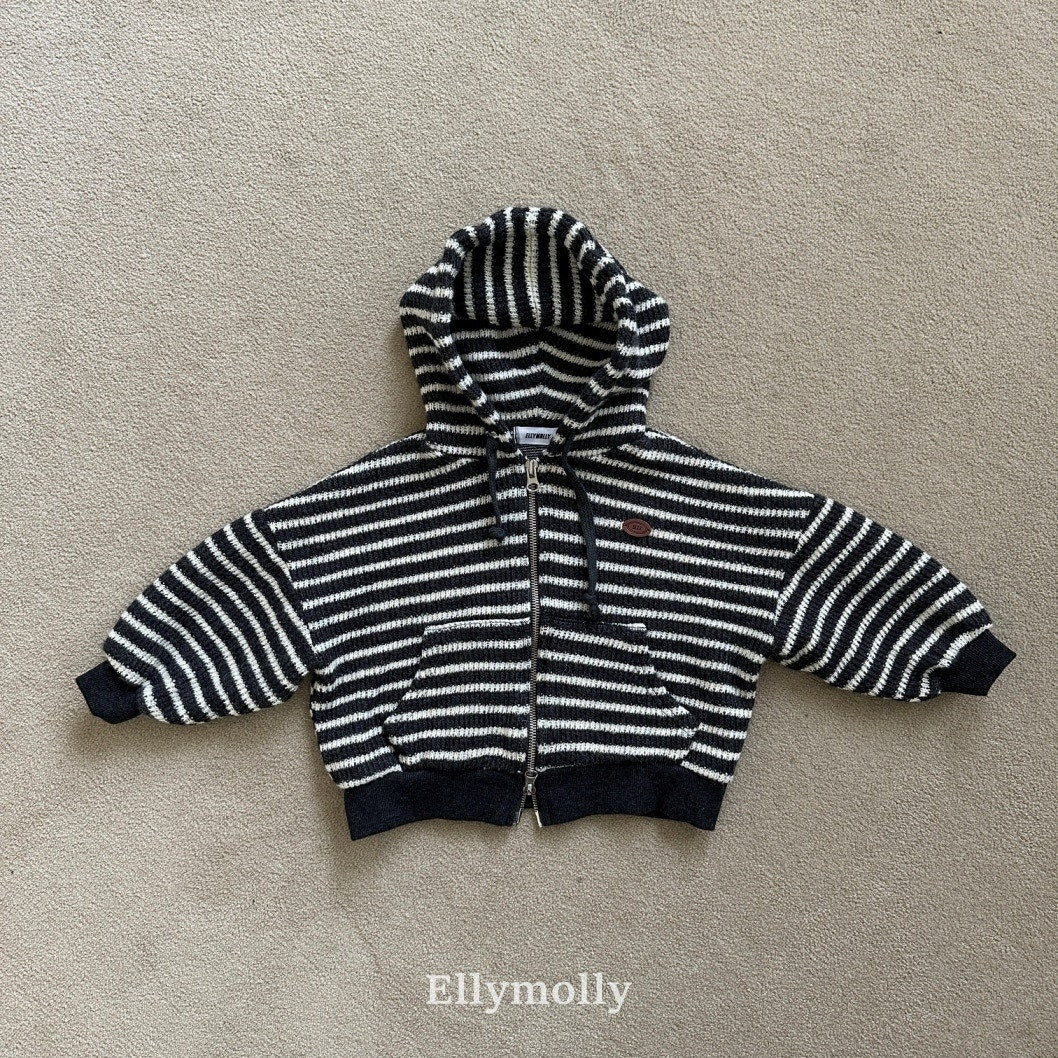 ［ELLY MOLLY］Wooly stripe hood jumper