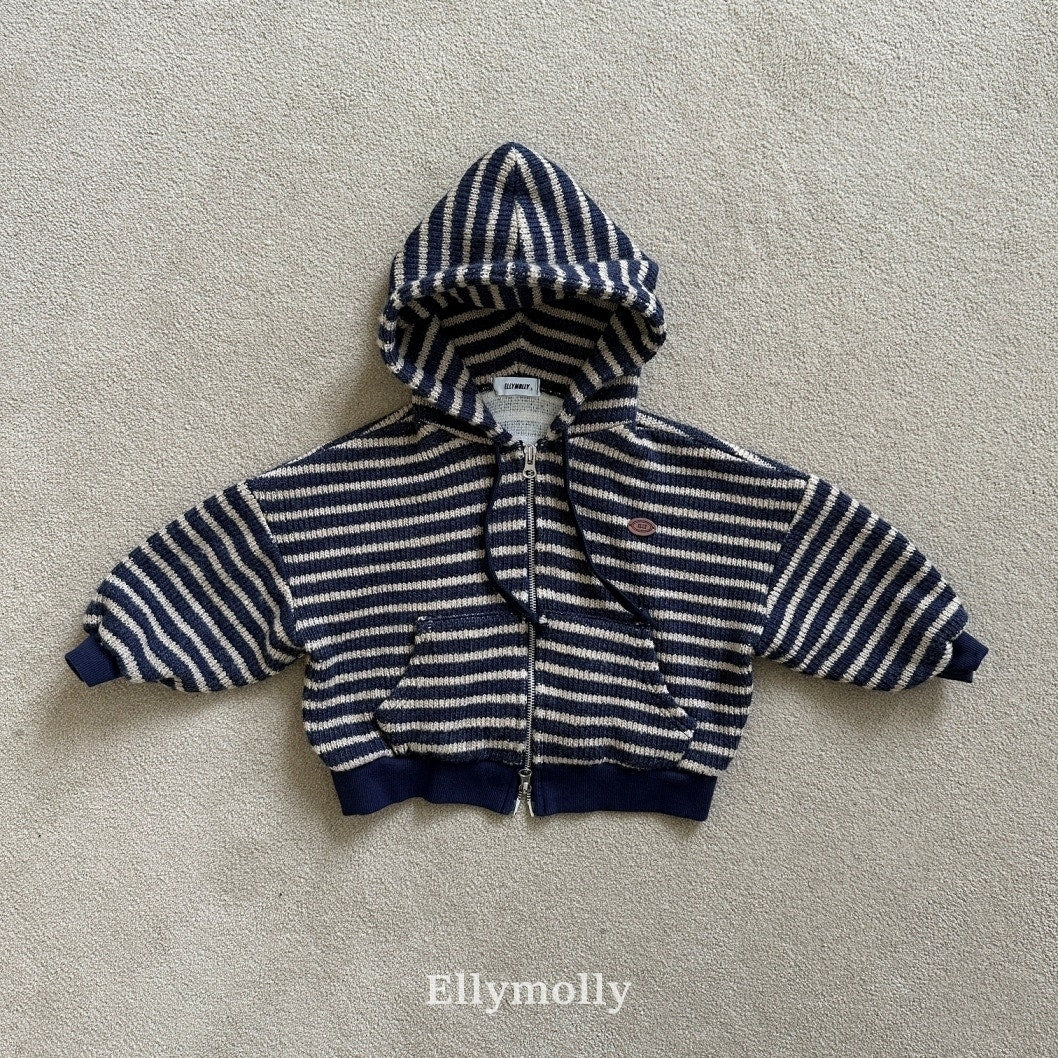 ［ELLY MOLLY］Wooly stripe hood jumper