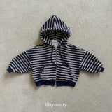 ［ELLY MOLLY］Wooly stripe hood jumper