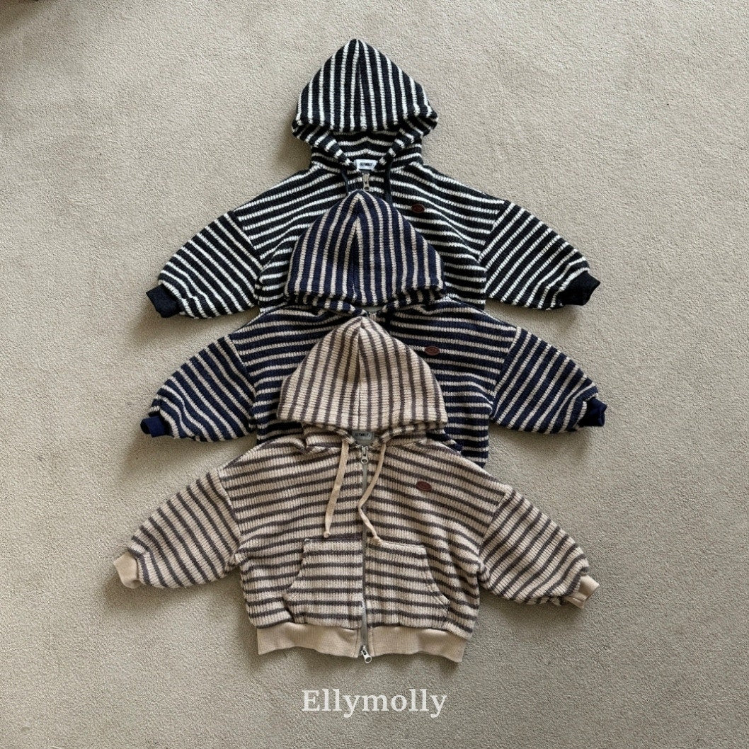 ［ELLY MOLLY］Wooly stripe hood jumper