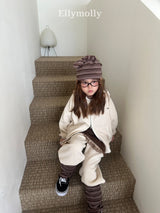 ［ELLY MOLLY］Cozy rib hood zip-up
