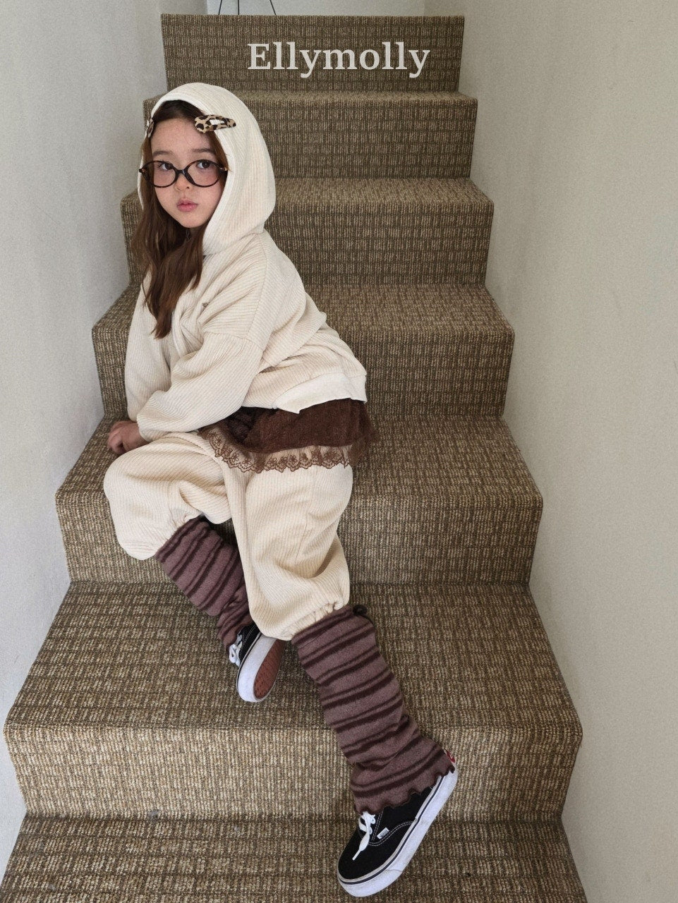 ［ELLY MOLLY］Cozy rib hood zip-up