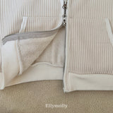 ［ELLY MOLLY］Cozy rib hood zip-up