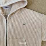 ［ELLY MOLLY］Cozy rib hood zip-up