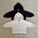 ［ELLY MOLLY］Cozy rib hood zip-up