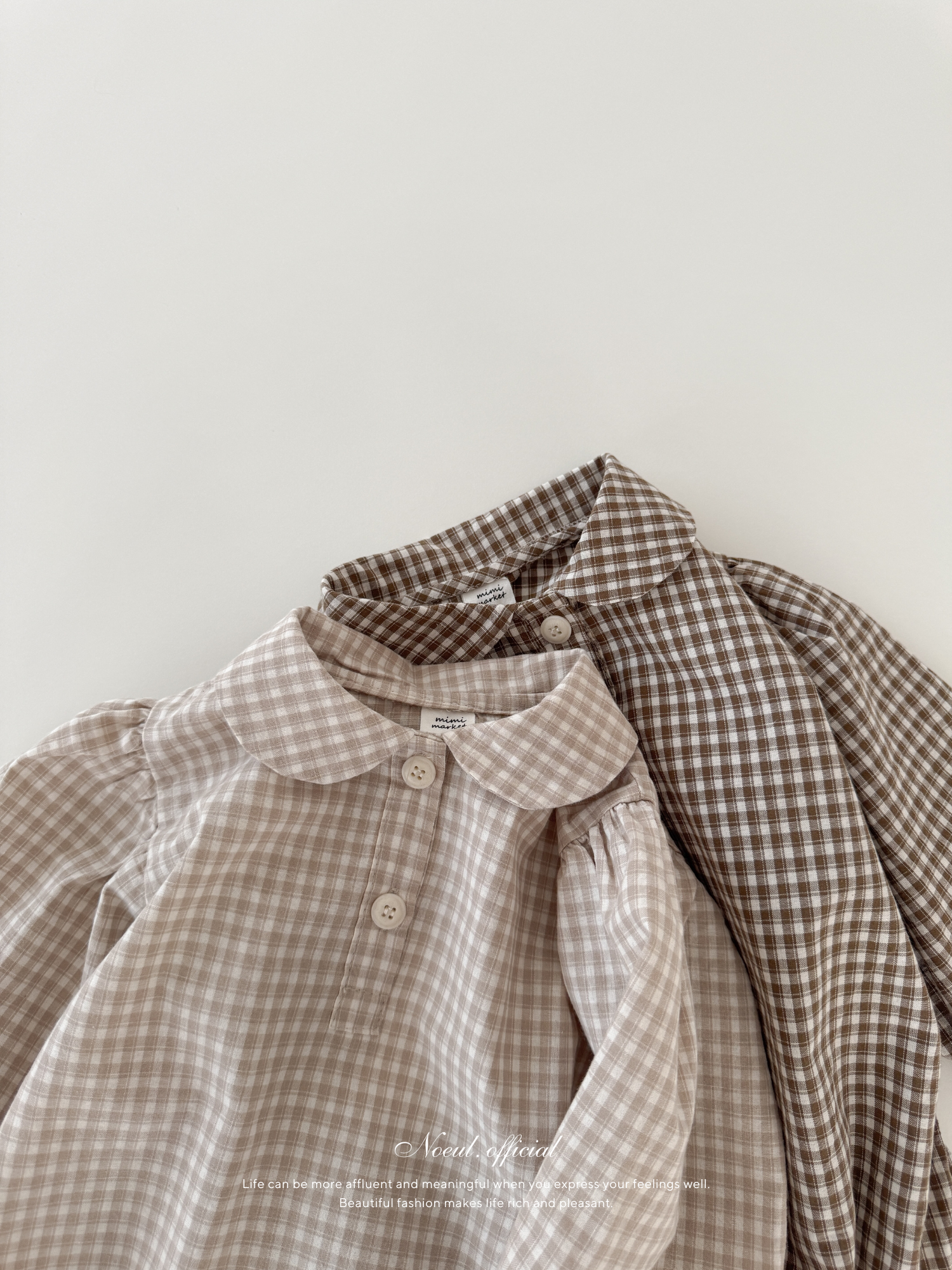 Sunny check collar rompers