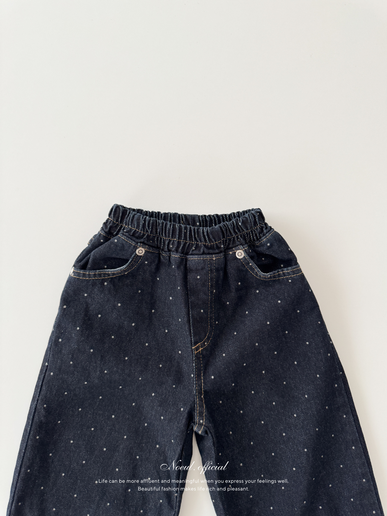 Dot denim pants