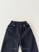Dot denim pants