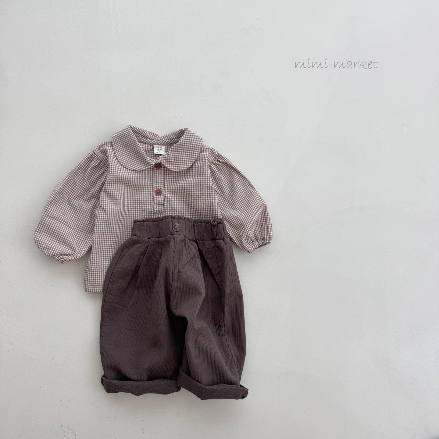 ［mimi market］Short check blouse