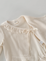 Waffle frill wrap newborn rompers