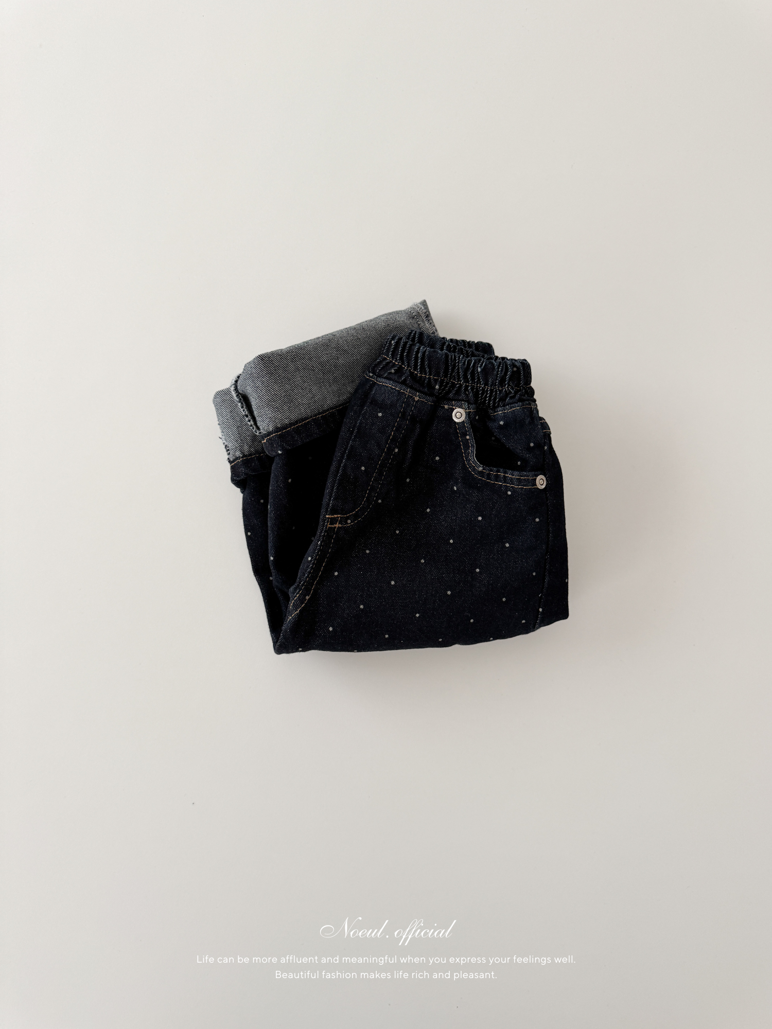 Dot denim pants