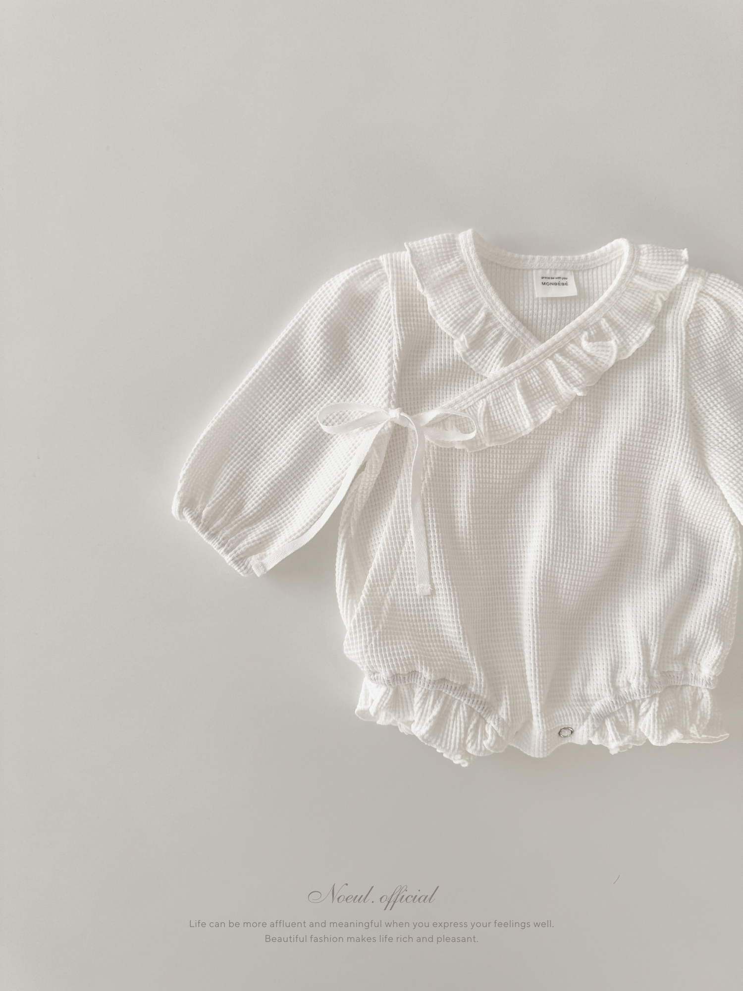 Waffle frill wrap newborn rompers