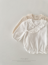 Waffle frill wrap newborn rompers