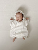 Waffle frill wrap newborn rompers