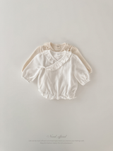 Waffle frill wrap newborn rompers