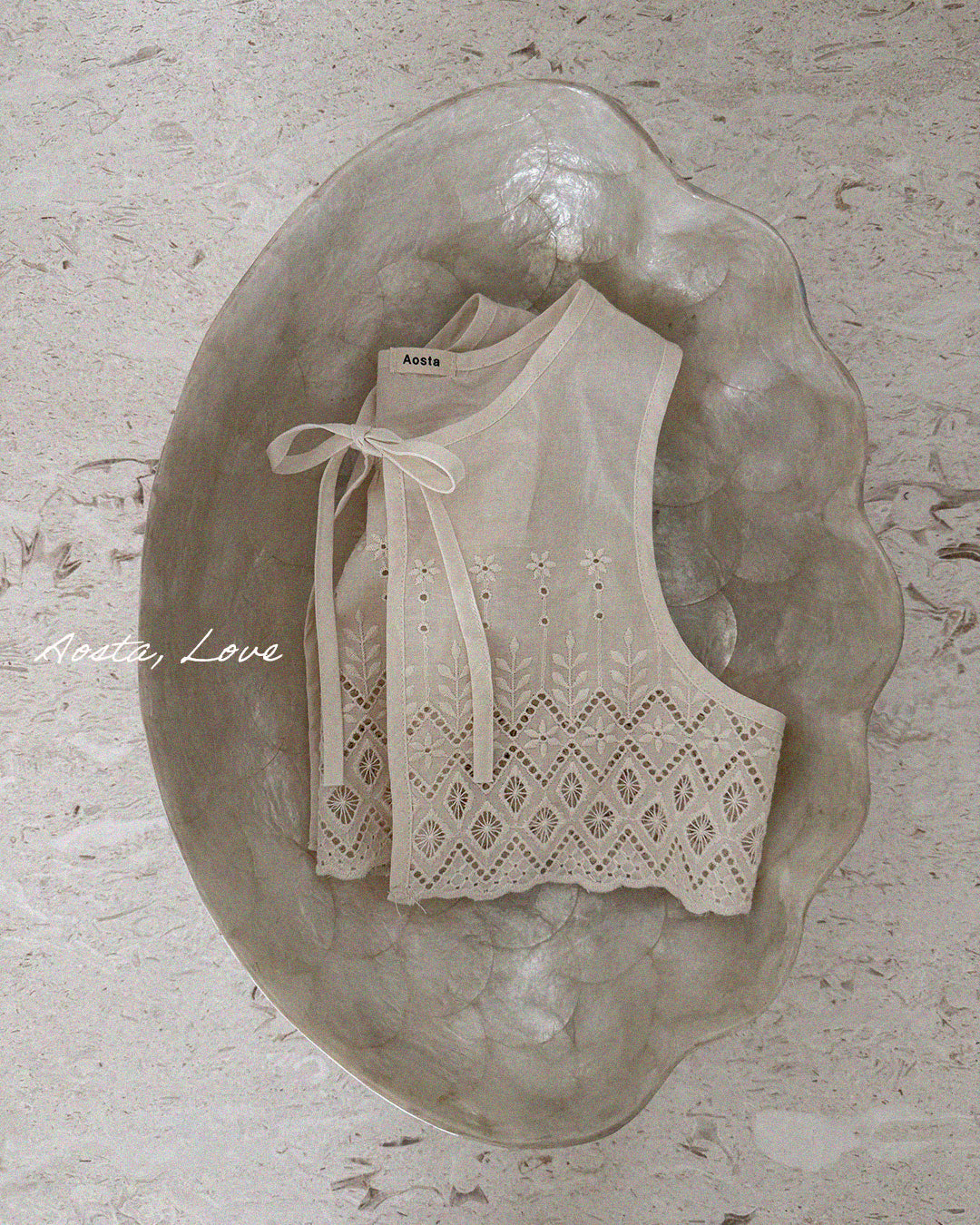 ［Aosta］Lace Jenny Open Vest