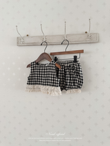 Check lace balloon pants
