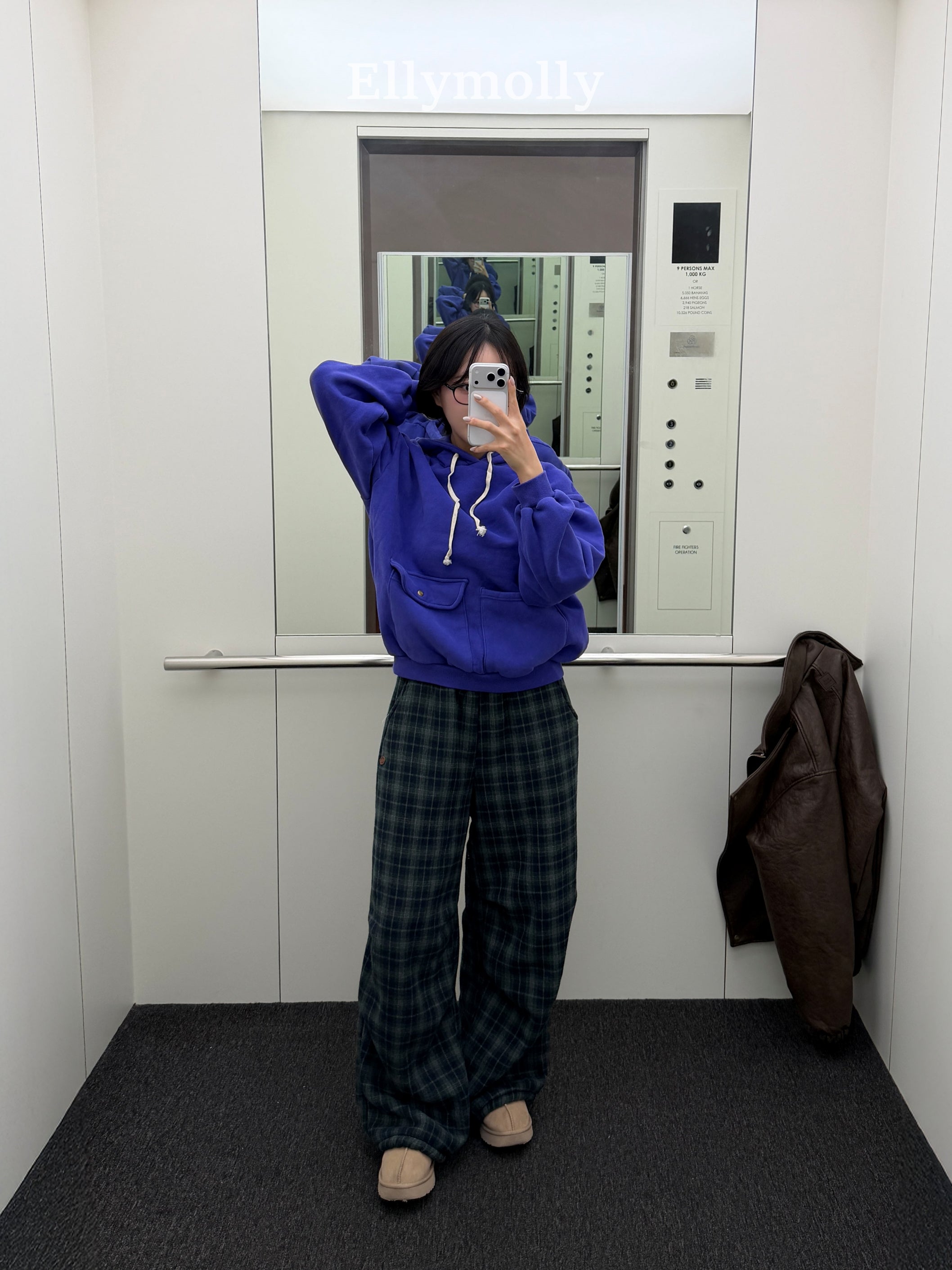 ［ELLY MOLLY］Teddy fur check pants