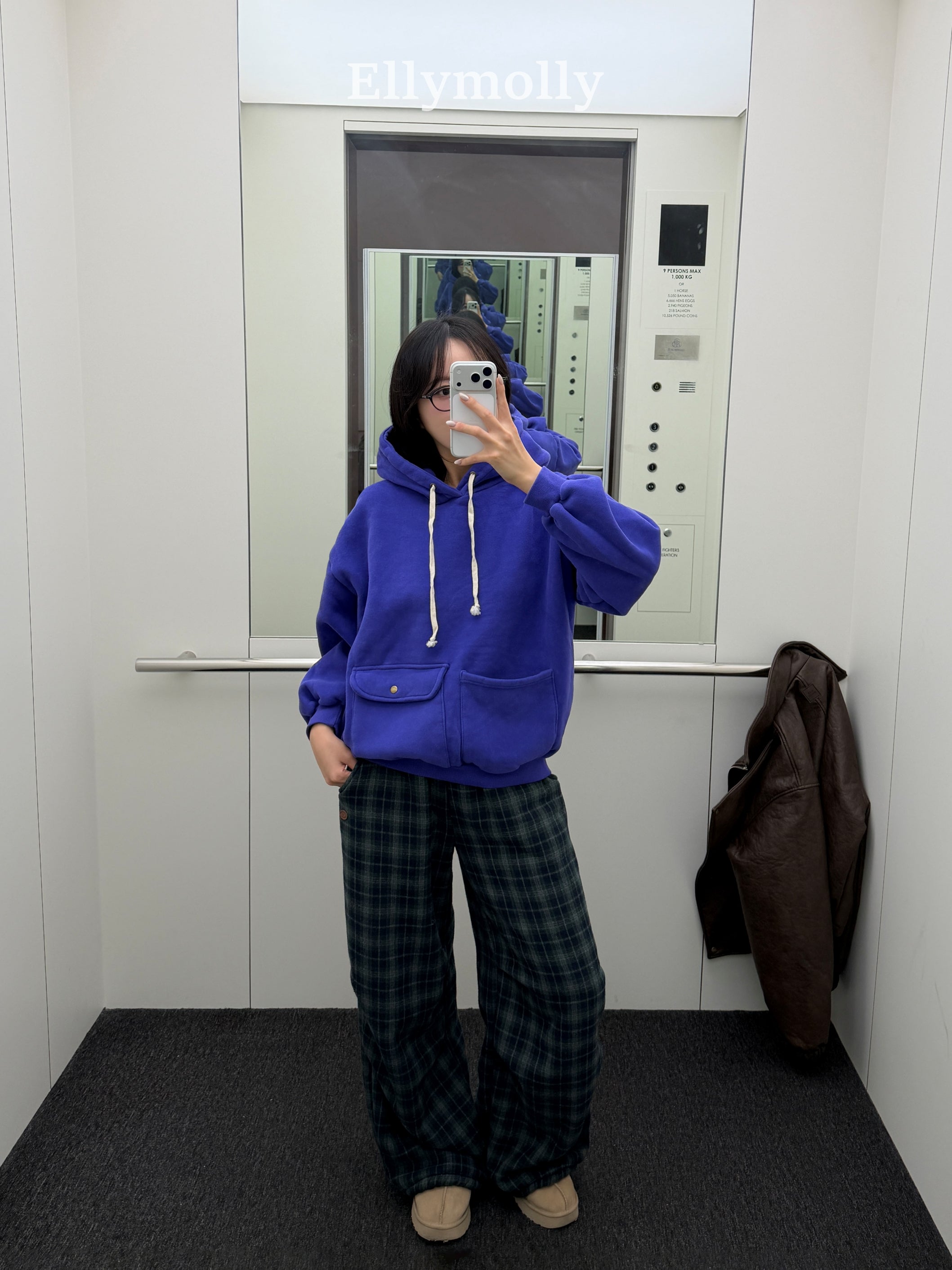 ［ELLY MOLLY］Teddy fur check pants