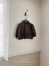 Ann check frill blouse