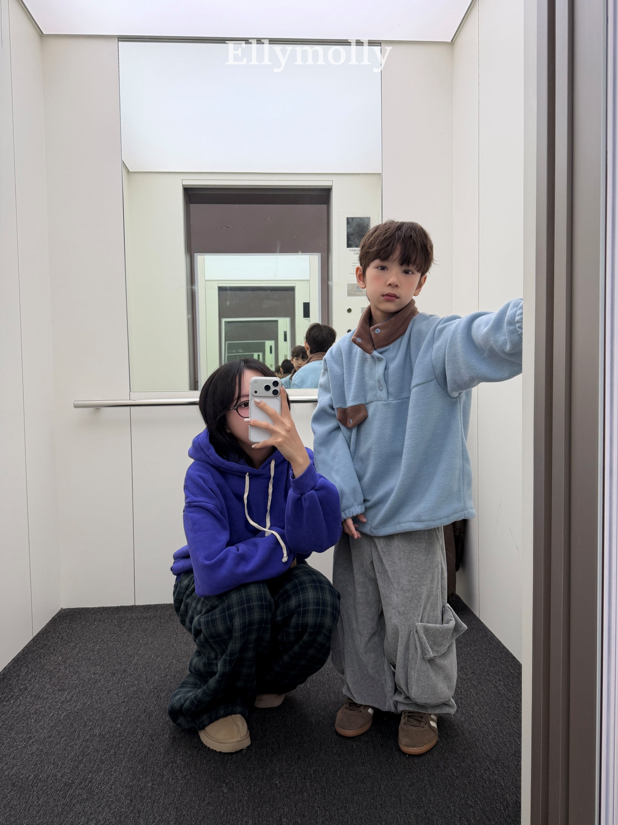 ［ELLY MOLLY］Teddy fur check pants