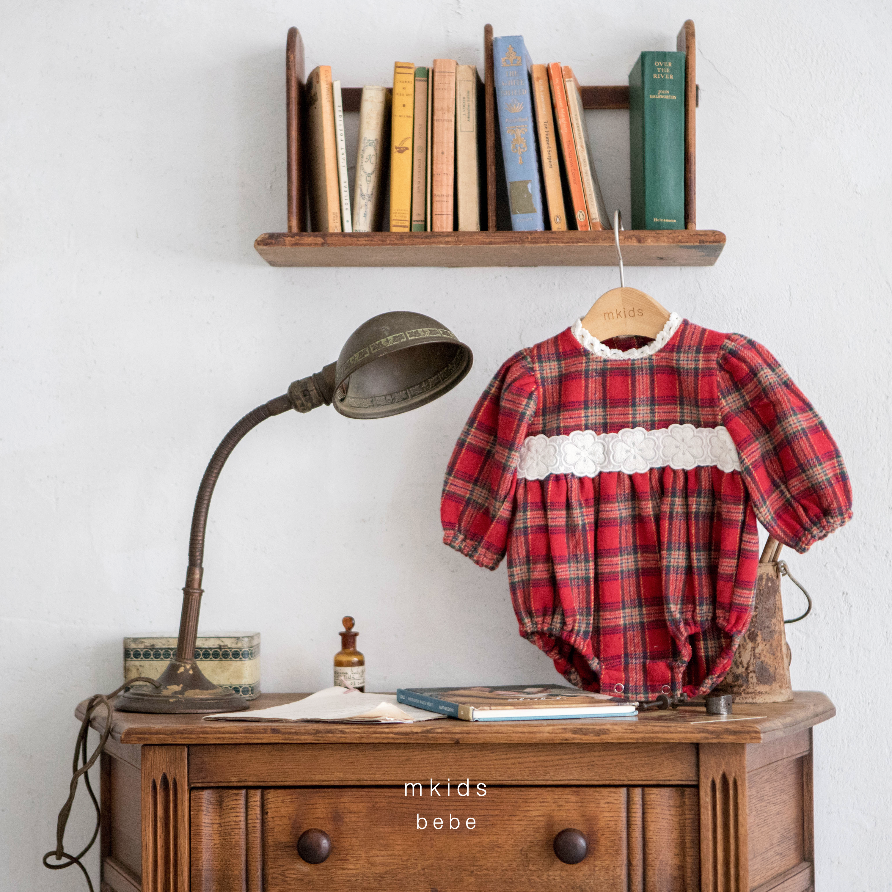 ［mkids］Holly check rompers