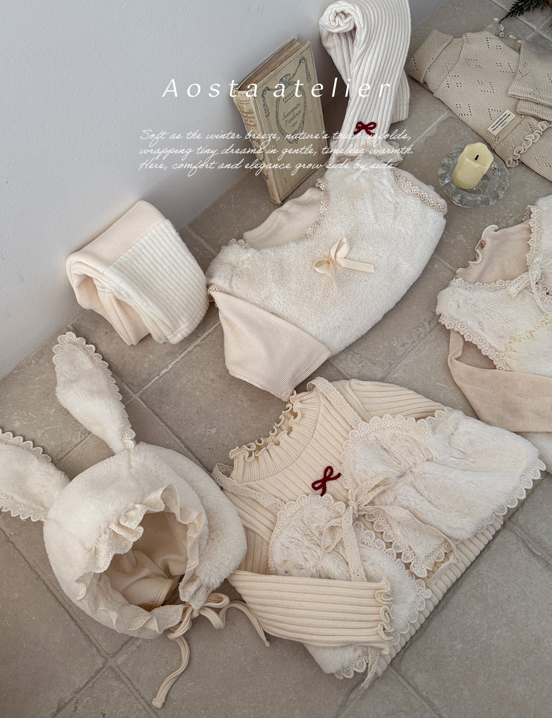 ［Aosta］Furry ribbon vest