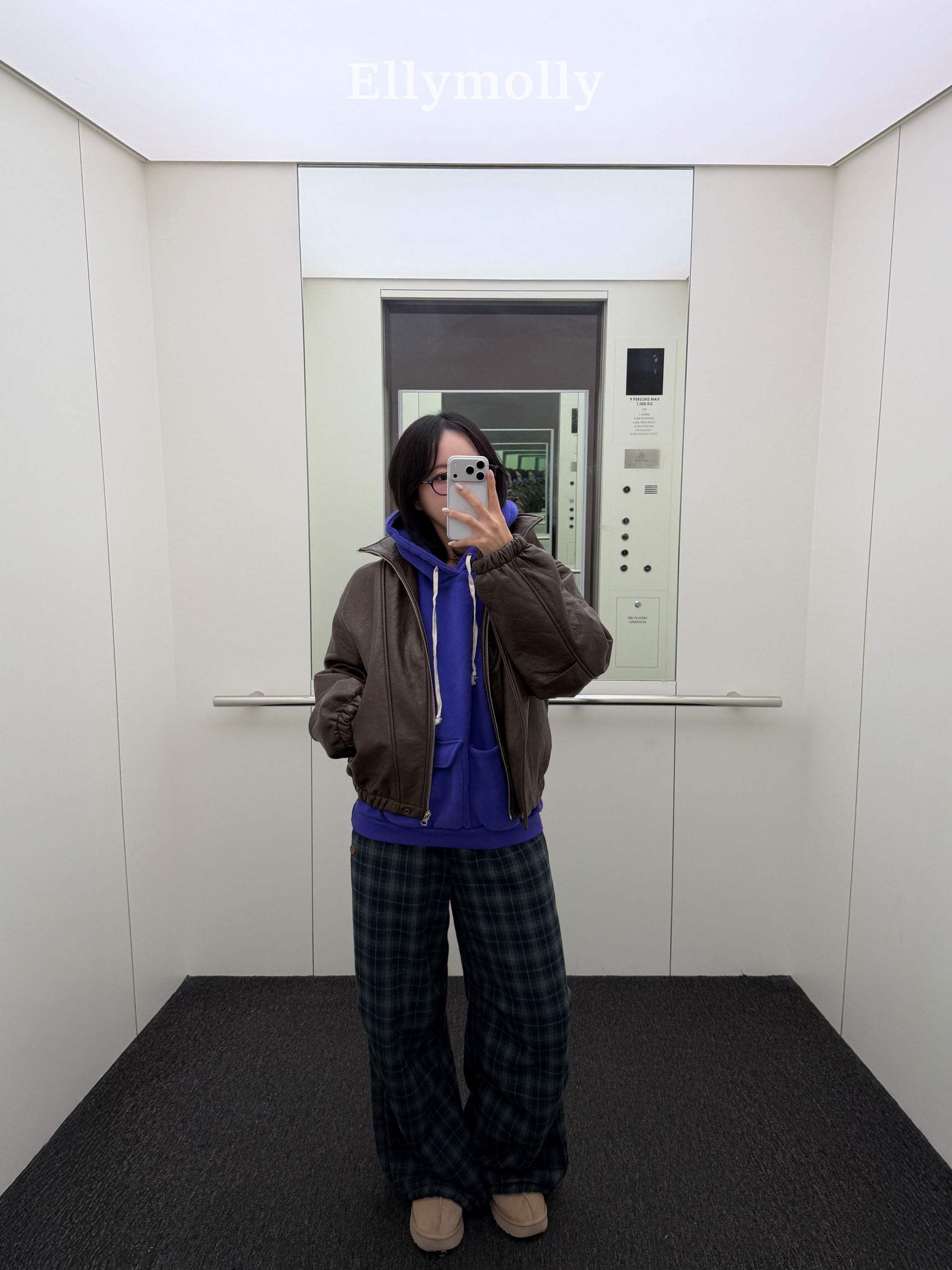 ［ELLY MOLLY］Teddy fur check pants